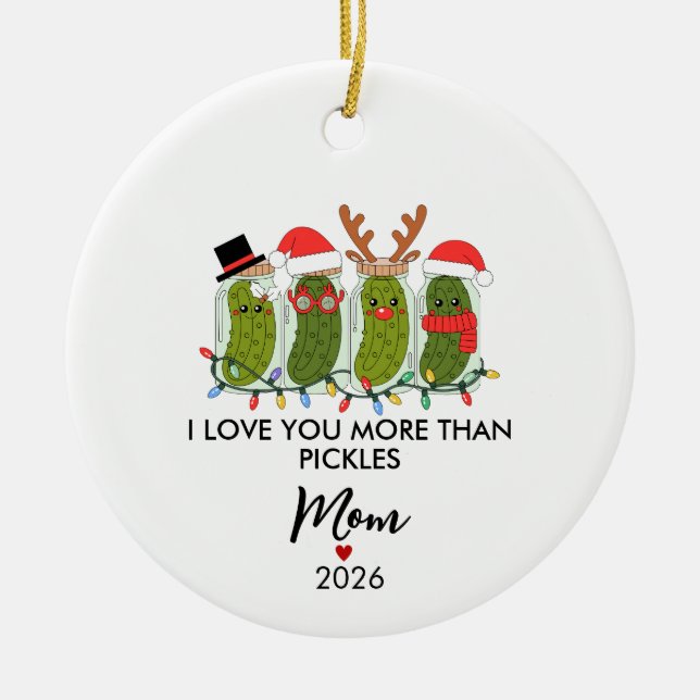 Pickle Christmas Ornaments, Positive Pickle  Ceramic Tree Decoration (Front)