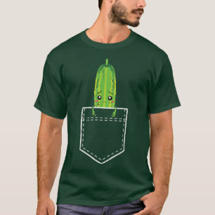 Pickle Cucumber Lover Cute Vegetable Veggie Pocket T-Shirt