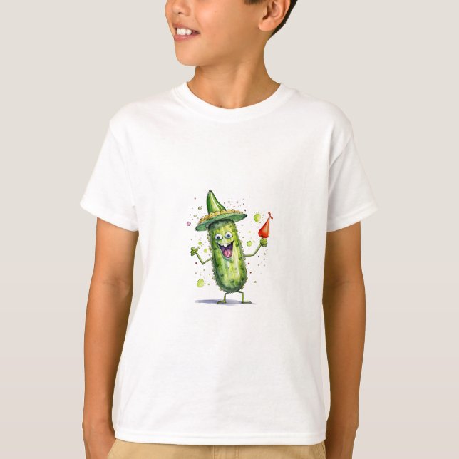 Pickle Cucumbers wearing Birthday Hats T-Shirt (Front)