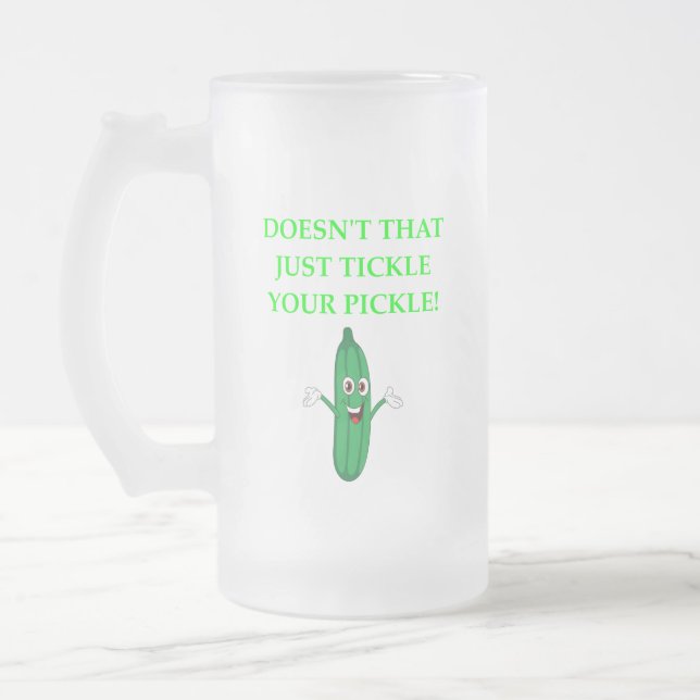 PICKLE FROSTED GLASS BEER MUG (Left)
