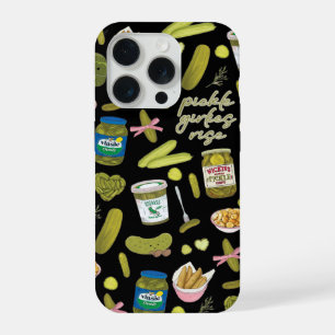Pickle Girlies Rise Cute Pickle Pattern Funny Pi iPhone 15 Pro Case