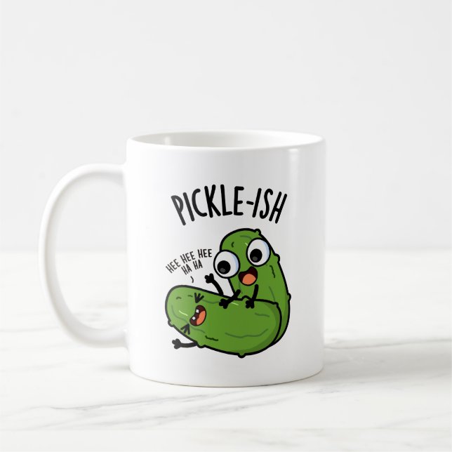 Pickle-ish Ticklish Funny Pickle Puns  Coffee Mug (Left)
