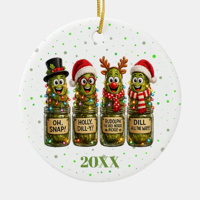 Pickle Lover Gift Ceramic Tree Decoration (Front)