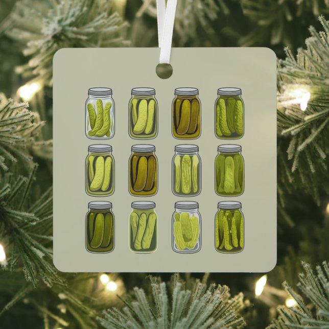 Pickle Lover Vintage Canned Pickles Jar Christmas  Metal Tree Decoration (Insitu)