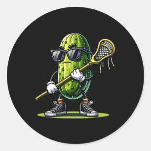 Pickle Playing Lacrosse Funny Sports Trendy For Bo Classic Round Sticker