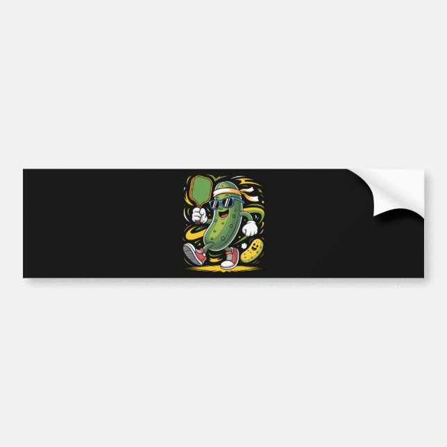 Pickle Playing Pickleball Bumper Sticker (Front)