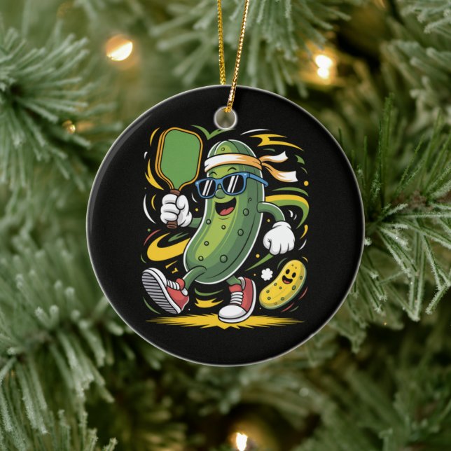 Pickle Playing Pickleball Ceramic Tree Decoration (Tree)
