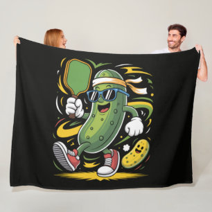 Pickle Playing Pickleball Fleece Blanket