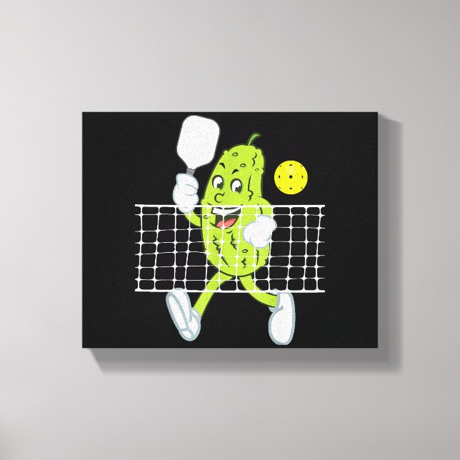 Pickle Playing Pickleball - Funny Pickleball Paddl Canvas Print (Front)