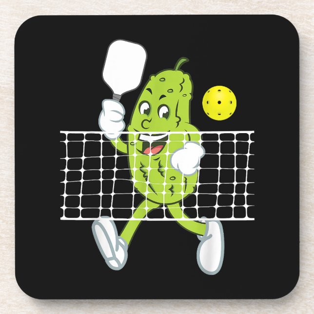 Pickle Playing Pickleball - Funny Pickleball Paddl Coaster (Front)