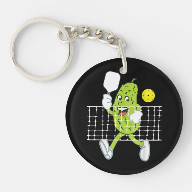 Pickle Playing Pickleball - Funny Pickleball Paddl Key Ring (Front)