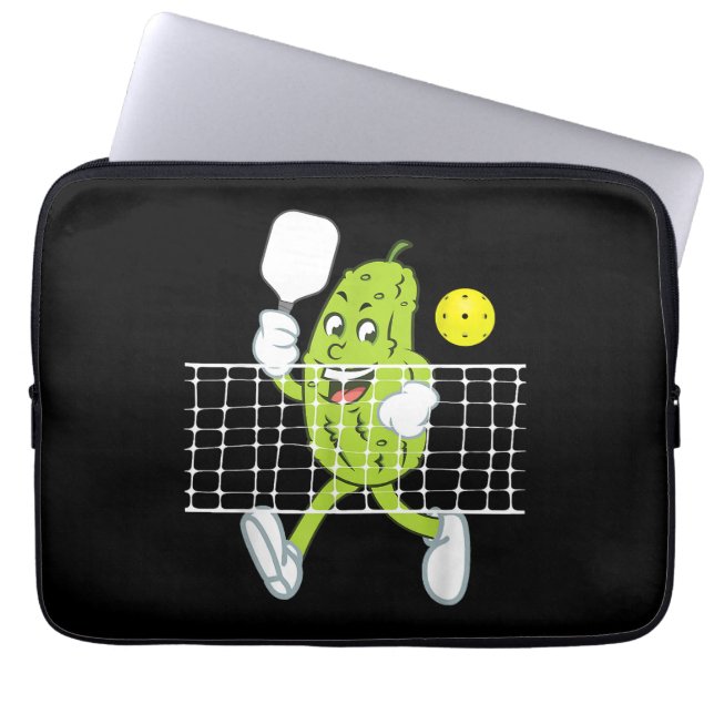 Pickle Playing Pickleball - Funny Pickleball Paddl Laptop Sleeve (Front)