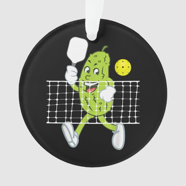 Pickle Playing Pickleball - Funny Pickleball Paddl Ornament (Front)