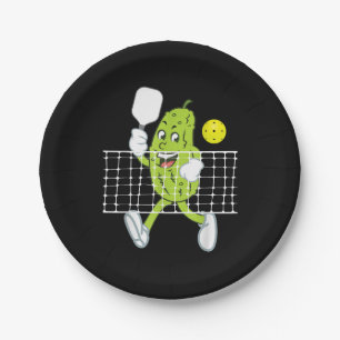 Pickle Playing Pickleball - Funny Pickleball Paddl Paper Plate