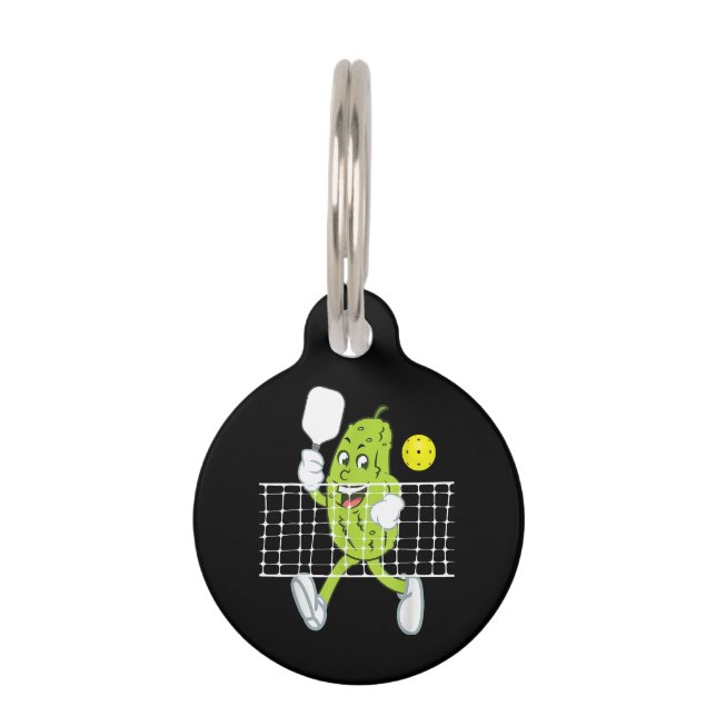 Pickle Playing Pickleball - Funny Pickleball Paddl Pet Tag (Front)