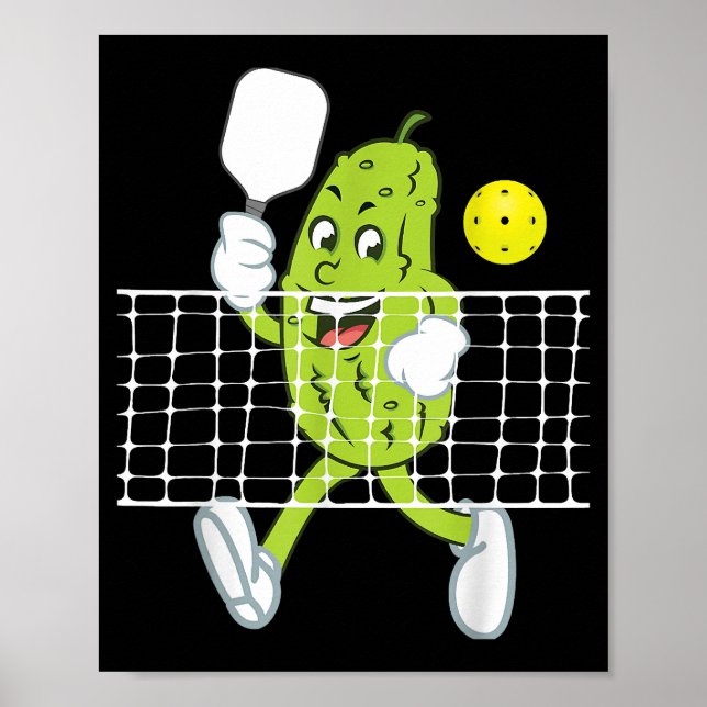 Pickle Playing Pickleball - Funny Pickleball Paddl Poster (Front)