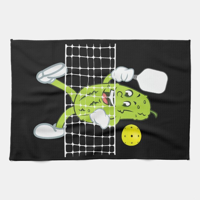 Pickle Playing Pickleball - Funny Pickleball Paddl Tea Towel (Horizontal)