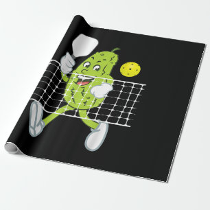 Pickle Playing Pickleball - Funny Pickleball Paddl Wrapping Paper