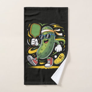 Pickle Playing Pickleball Hand Towel
