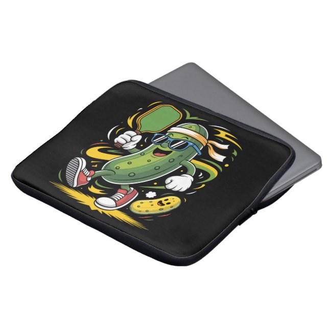 Pickle Playing Pickleball Laptop Sleeve (Front Top)