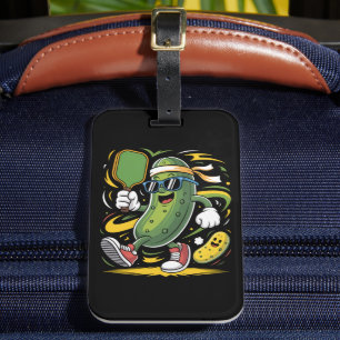 Pickle Playing Pickleball Luggage Tag