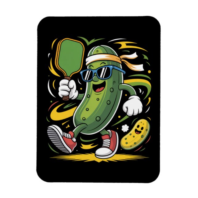 Pickle Playing Pickleball Magnet (Vertical)