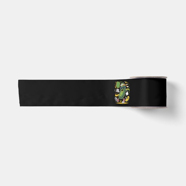 Pickle Playing Pickleball Satin Ribbon (Front)
