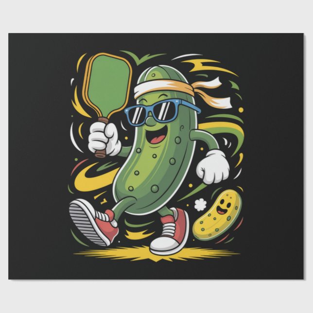 Pickle Playing Pickleball Wrapping Paper (Flat)