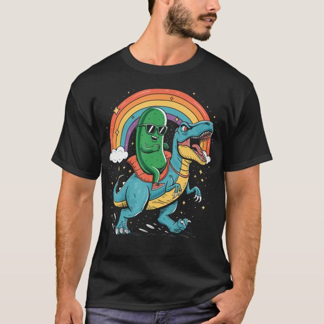 Pickle Riding Dinosaur T-Shirt (Front)