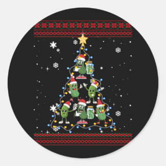 Pickle Santa Xmas Tree Hat Pickle Fruit Christmas Classic Round Sticker