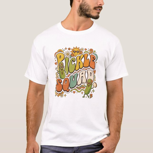 Pickle Squad Groovy Retro 70s Graphic T-Shirt (Front)