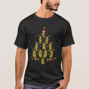 Pickle Xmas Tree Gift Santa Hat Pickle Fruit Chris T-Shirt