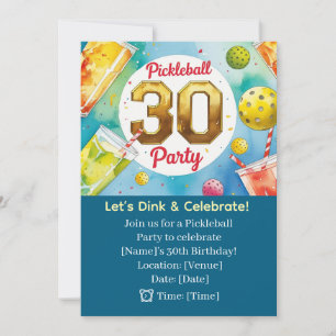 Pickleball 30th Birthday Party Invitation