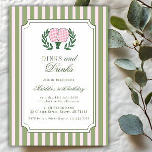 Pickleball 30th Dinks And Drinks Outdoor Birthday Invitation