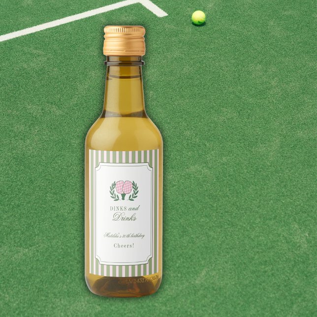 Pickleball 30th Dinks And Drinks Outdoor Birthday Wine Label (Creator Uploaded)