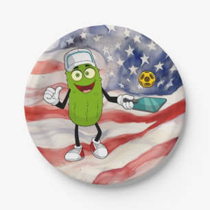 Pickleball 4th July Independence Day America Paper Plate