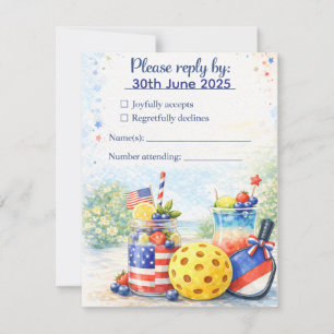 Pickleball 4th July Independence Day Party  RSVP Card