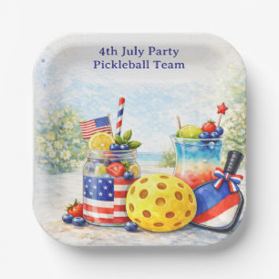 Pickleball 4th July Party Independence Day Paper Plate
