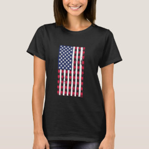 Pickleball 4th Of July USA American Flag Funny Lon T-Shirt