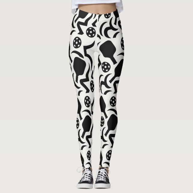 Pickleball Abstract Paddle Court Style Leggings (Front)