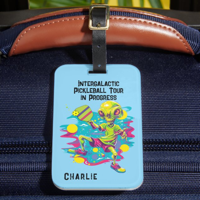 Pickleball Alien  Luggage Tag (Front Insitu 2)