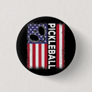 Pickleball American Flag Funny Pickleball Lover Vi 3 Cm Round Badge