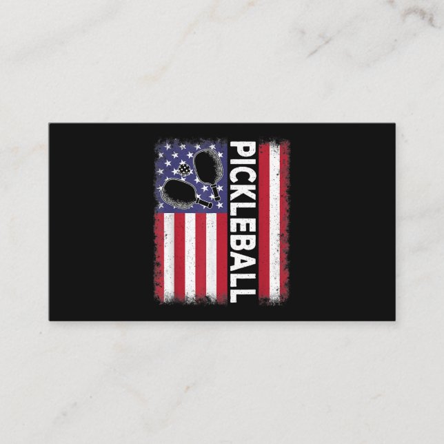 Pickleball American Flag Funny Pickleball Lover Vi Business Card (Front)