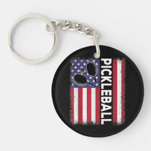 Pickleball American Flag Funny Pickleball Lover Vi Key Ring