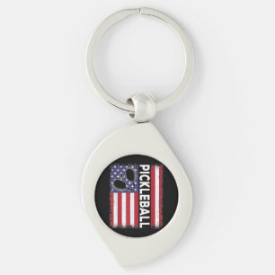 Pickleball American Flag Funny Pickleball Lover Vi Key Ring