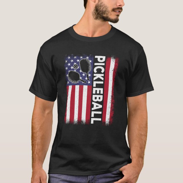 Pickleball American Flag Pickleball Vintage T-Shirt (Front)