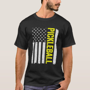 Pickleball American Flag Us 4th Of July Men Pickle T-Shirt