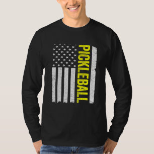 Pickleball American Flag Us 4th Of July Men Pickle T-Shirt
