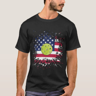 Pickleball American Flag US Racket Paddle Ball T-Shirt