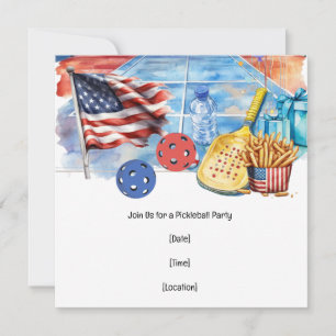 Pickleball American themed  4th July  Invitation